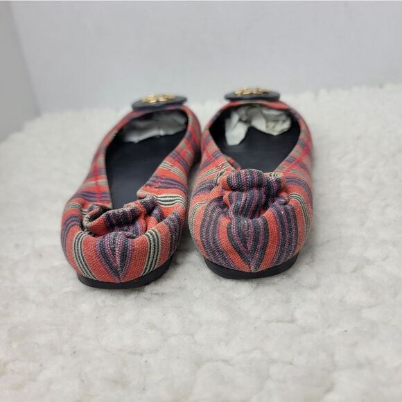 Tory Burch Bauer Reva Womens Ballet Flat Size 7.5 Striped Red Canvas Slip On - Picture 4 of 10